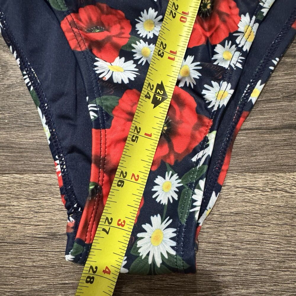 Juicy Couture One Piece Swimsuit deep V-neck Red Poppies Woman’s Size M NWOT - Picture 7 of 10